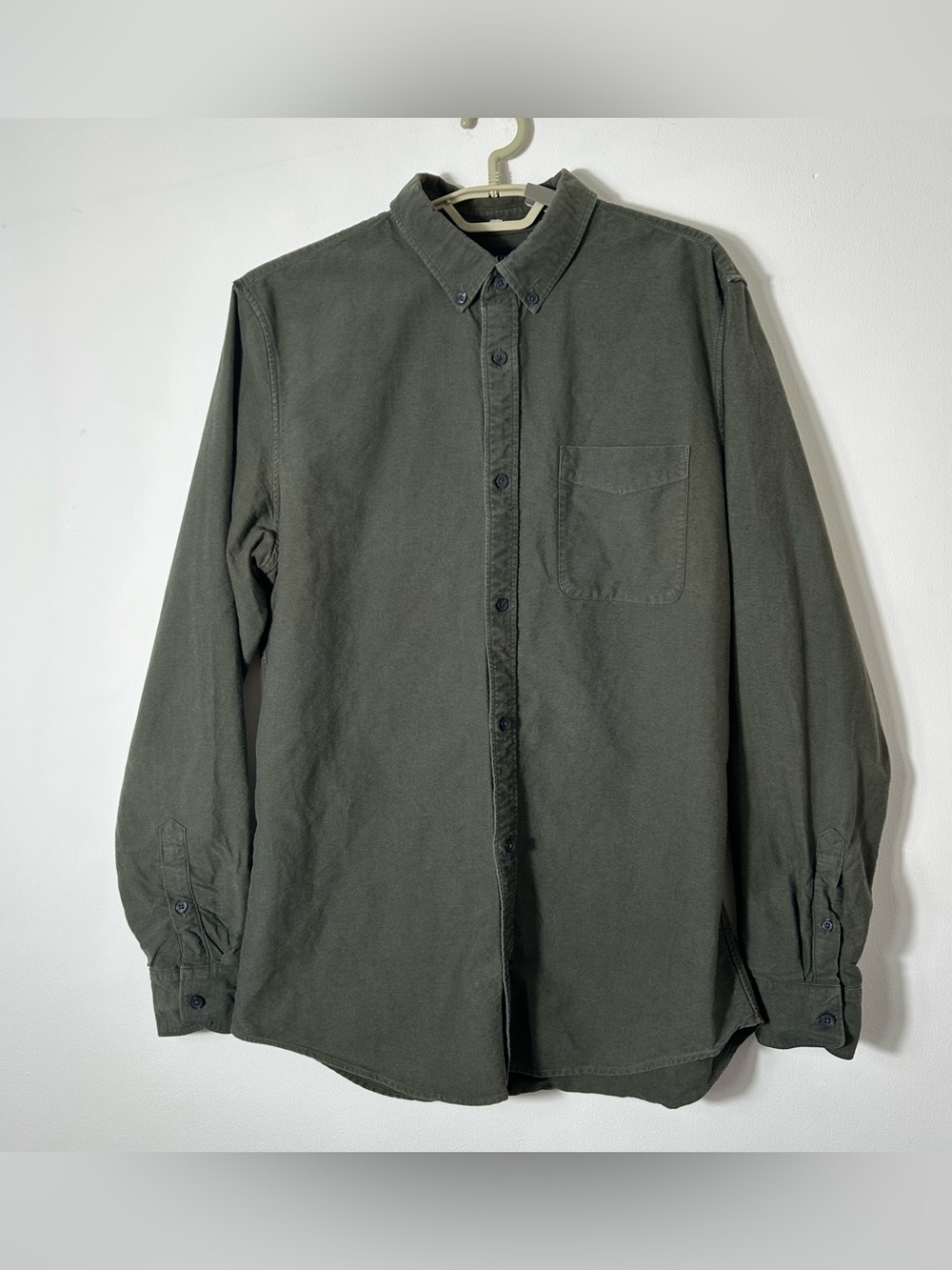 Everlane Uniform Shirt Mens LT Tall Olive Green Button Down Startup Long Sleeve